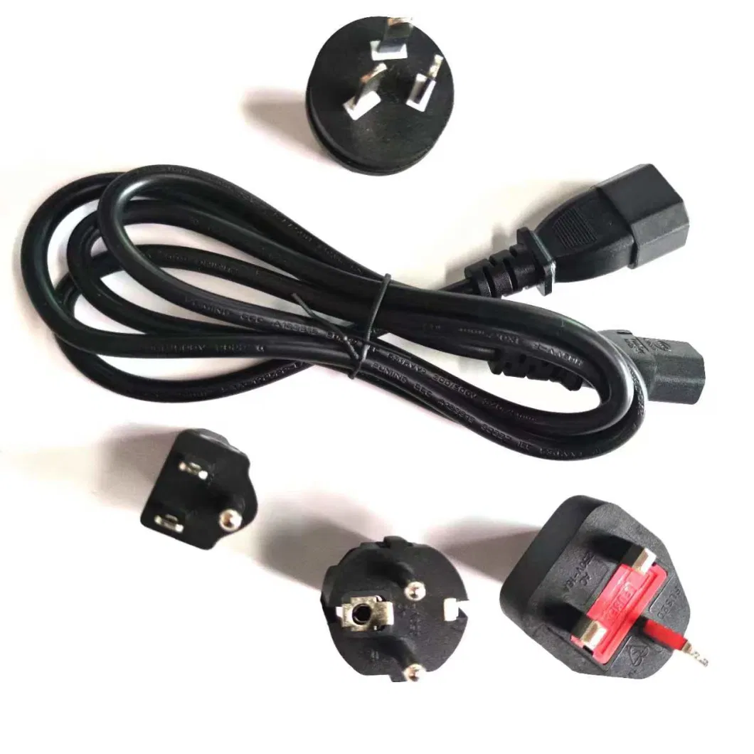 IEC C14 to C13 Computer Power Extension Cord Ith EU Au Us UK Adapter