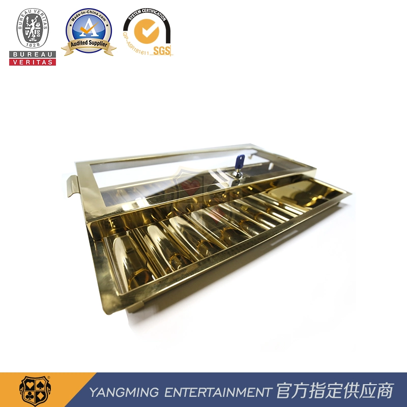 9-Row Round Square Code Combination Design Titanium Gold Single-Layer Ith Lock Poker Chip Tray Ym-CT11