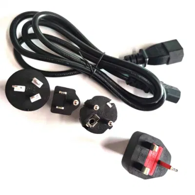 IEC C14 to C13 Computer Power Extension Cord Ith EU Au Us UK Adapter