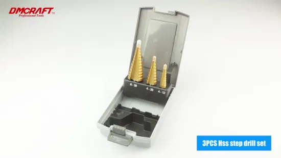 Titanium Plated HSS Spiral Flute Metal Step Drill Bit Set